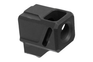 Faxon EXOS-523 Pistol Compensator fits GLOCK 43 with angled port.